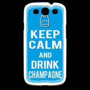 Coque Samsung Galaxy S3 Keep Calm Drink champagne Cyan