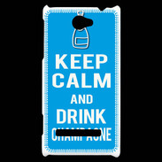 Coque HTC Windows Phone 8S Keep Calm Drink champagne Cyan