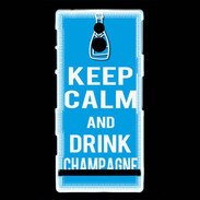 Coque Sony Xperia P Keep Calm Drink champagne Cyan
