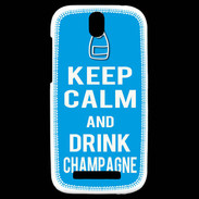 Coque HTC One SV Keep Calm Drink champagne Cyan