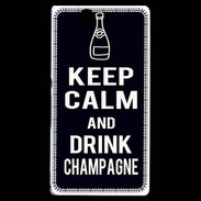 Coque Sony Xperia Z Keep Calm Drink champagne Noir