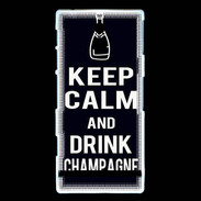 Coque Sony Xperia P Keep Calm Drink champagne Noir