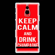 Coque Sony Xperia P Keep Calm Drink champagne Rouge