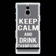 Coque Sony Xperia P Keep Calm Drink champagne Gris