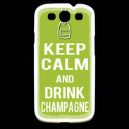 Coque Samsung Galaxy S3 Keep Calm Drink champagne Vert pomme