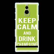 Coque Sony Xperia P Keep Calm Drink champagne Vert pomme