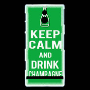 Coque Sony Xperia P Keep Calm Drink champagne Vert