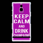 Coque Sony Xperia P Keep Calm Drink champagne Violet