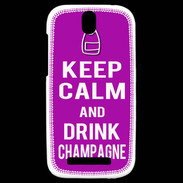 Coque HTC One SV Keep Calm Drink champagne Violet