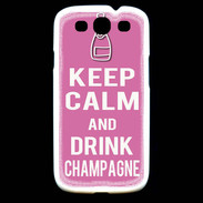 Coque Samsung Galaxy S3 Keep Calm Drink champagne Rose