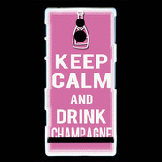 Coque Sony Xperia P Keep Calm Drink champagne Rose