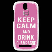 Coque HTC One SV Keep Calm Drink champagne Rose