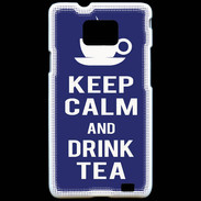 Coque Samsung Galaxy S2 Keep Calm Drink Tea Bleu