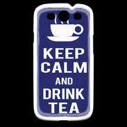 Coque Samsung Galaxy S3 Keep Calm Drink Tea Bleu