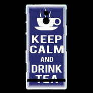 Coque Sony Xperia P Keep Calm Drink Tea Bleu