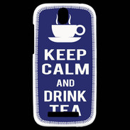 Coque HTC One SV Keep Calm Drink Tea Bleu