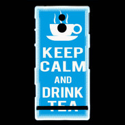 Coque Sony Xperia P Keep Calm Drink Tea Cyan