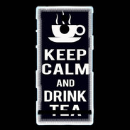 Coque Sony Xperia P Keep Calm Drink Tea Noir