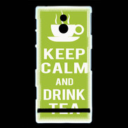 Coque Sony Xperia P Keep Calm Drink Tea Vert pomme
