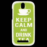 Coque HTC One SV Keep Calm Drink Tea Vert pomme