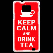 Coque Samsung Galaxy S2 Keep Calm Drink Tea Rouge