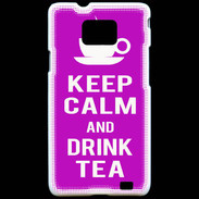 Coque Samsung Galaxy S2 Keep Calm Drink Tea Violet