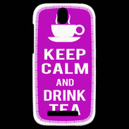 Coque HTC One SV Keep Calm Drink Tea Violet