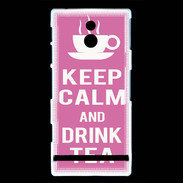 Coque Sony Xperia P Keep Calm Drink Tea Rose