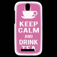 Coque HTC One SV Keep Calm Drink Tea Rose