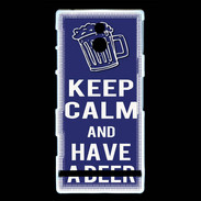 Coque Sony Xperia P Keep Calm Have a beer Bleu