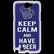 Coque Samsung Galaxy Note 2 Keep Calm Have a beer Bleu