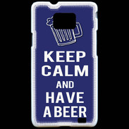 Coque Samsung Galaxy S2 Keep Calm Have a beer Bleu