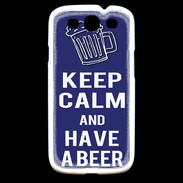 Coque Samsung Galaxy S3 Keep Calm Have a beer Bleu