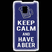 Coque LG P990 Keep Calm Have a beer Bleu