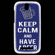 Coque HTC One SV Keep Calm Have a beer Bleu