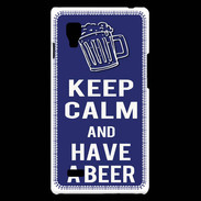 Coque LG Optimus L9 Keep Calm Have a beer Bleu