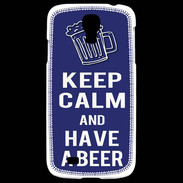 Coque Samsung Galaxy S4 Keep Calm Have a beer Bleu
