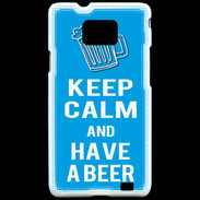 Coque Samsung Galaxy S2 Keep Calm Have a beer Cyan