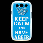 Coque Samsung Galaxy S3 Keep Calm Have a beer Cyan