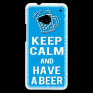 Coque HTC One Keep Calm Have a beer Cyan