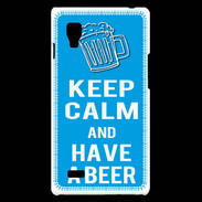 Coque LG Optimus L9 Keep Calm Have a beer Cyan