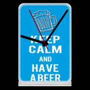 Pendule de bureau Keep Calm Have a beer Cyan