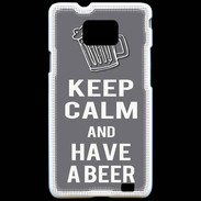 Coque Samsung Galaxy S2 Keep Calm Have a beer Gris