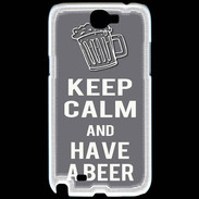 Coque Samsung Galaxy Note 2 Keep Calm Have a beer Gris