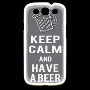 Coque Samsung Galaxy S3 Keep Calm Have a beer Gris