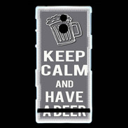 Coque Sony Xperia P Keep Calm Have a beer Gris