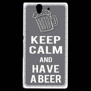 Coque Sony Xperia Z Keep Calm Have a beer Gris