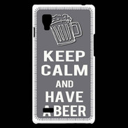 Coque LG Optimus L9 Keep Calm Have a beer Gris