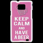 Coque Samsung Galaxy S2 Keep Calm Have a beer Rose