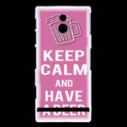 Coque Sony Xperia P Keep Calm Have a beer Rose
